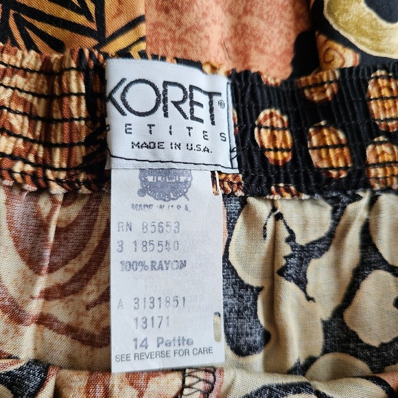 Koret Petites Patchwork Maxi Skirt 14 Petite Brown Black Rayon‎ Vintage Style - Picture 4 of 6
